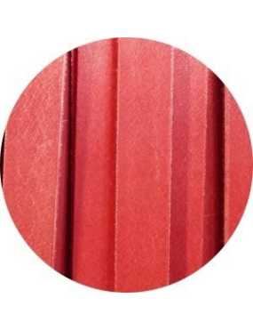 Cordon de cuir plat 10x3mm rouge orangé français-vente au cm