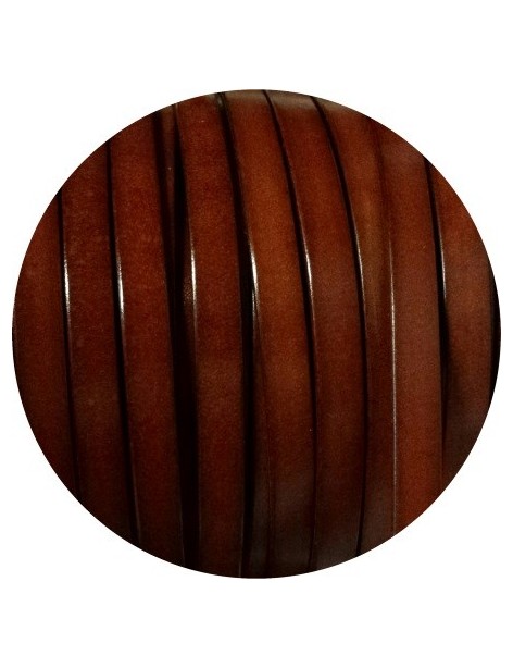 Cordon de cuir plat de 10mm marron safari vendu au metre