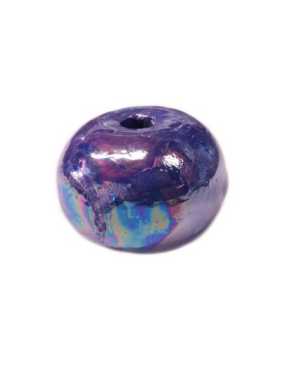 Perle ronde en ceramique de 26mm de couleur bleue électrique