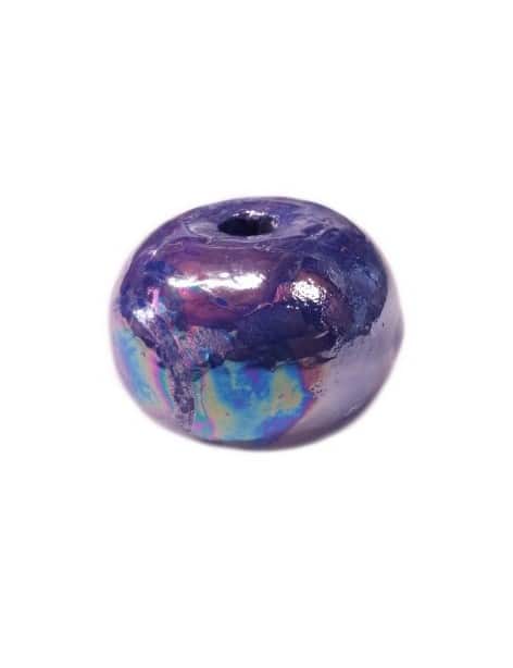 Perle ronde en ceramique de 26mm de couleur bleue électrique