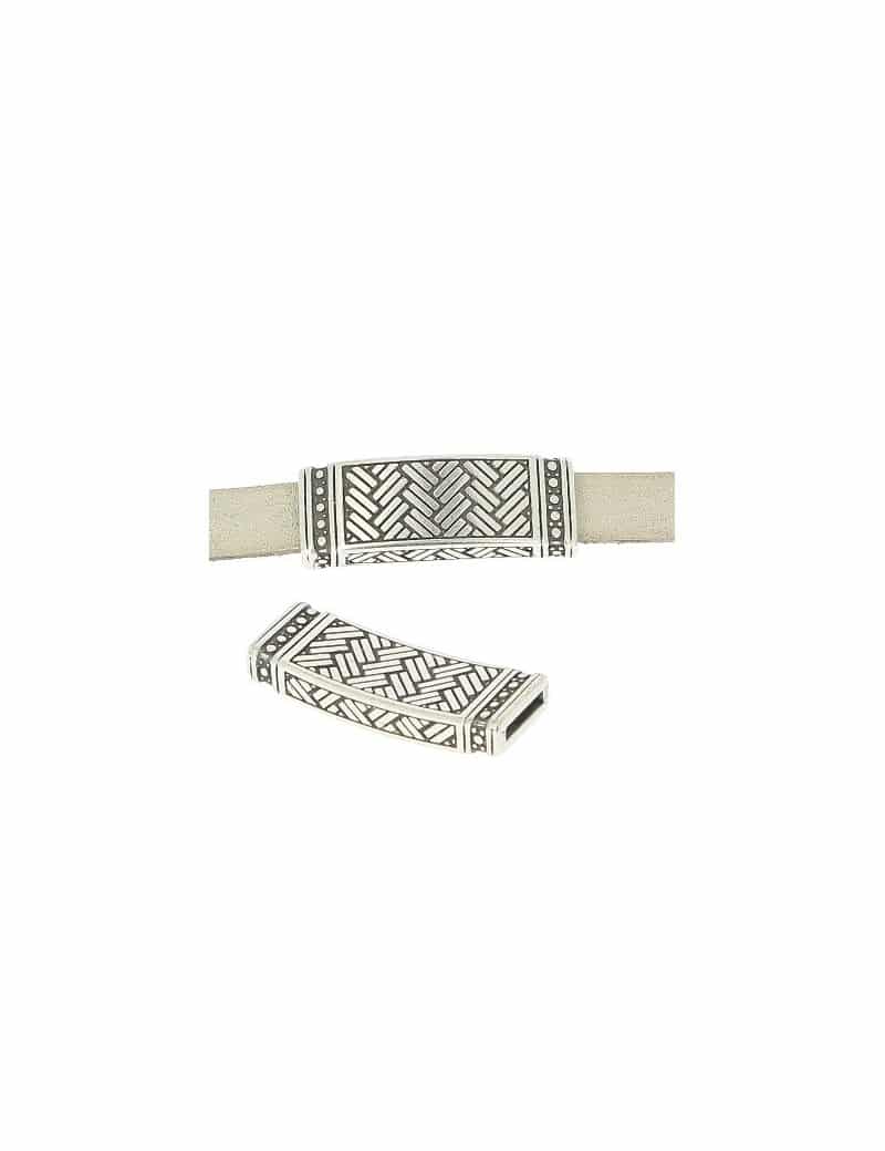 Passant tube gravures chevrons pour cuir plat de 10mm Passant tube gravures chevrons pour cuir plat de 10mm