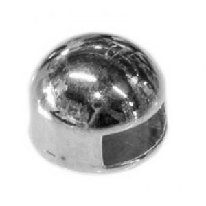 Passant demi-sphère placage argent pour cuir plat de 5mm