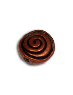 Perle ronde de 8mm en forme de tranche a spirale couleur cuivre