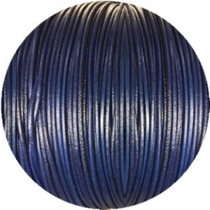 Cordon rond de cuir bleu foncé de 1mm-Espagne