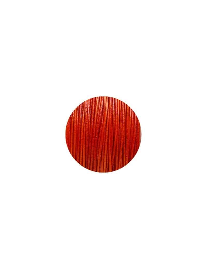 Cordon rond de cuir orange de 1mm-Espagne