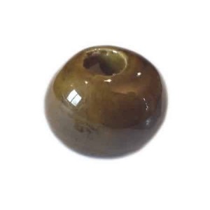 Perle ronde céramique kaki foncé de 16mm