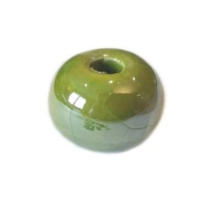 Perle ronde céramique vert olive de 12mm