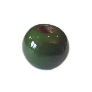 Perle ronde céramique vert foncé de 12mm