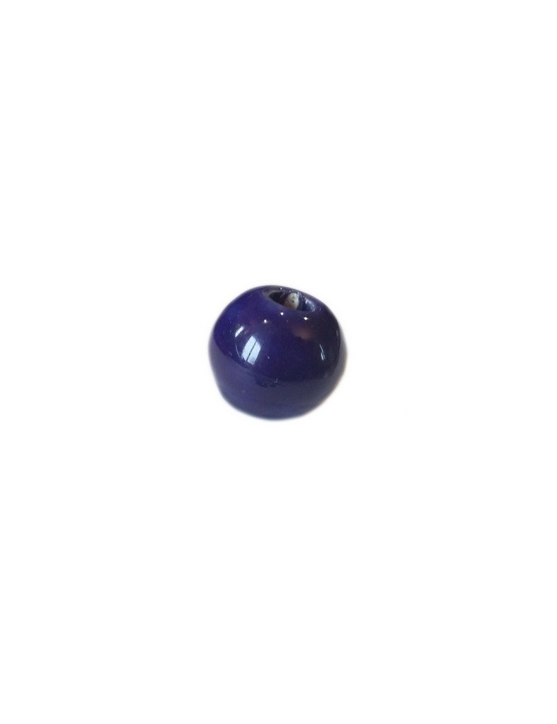 Perle ronde céramique bleu marine de 12mm