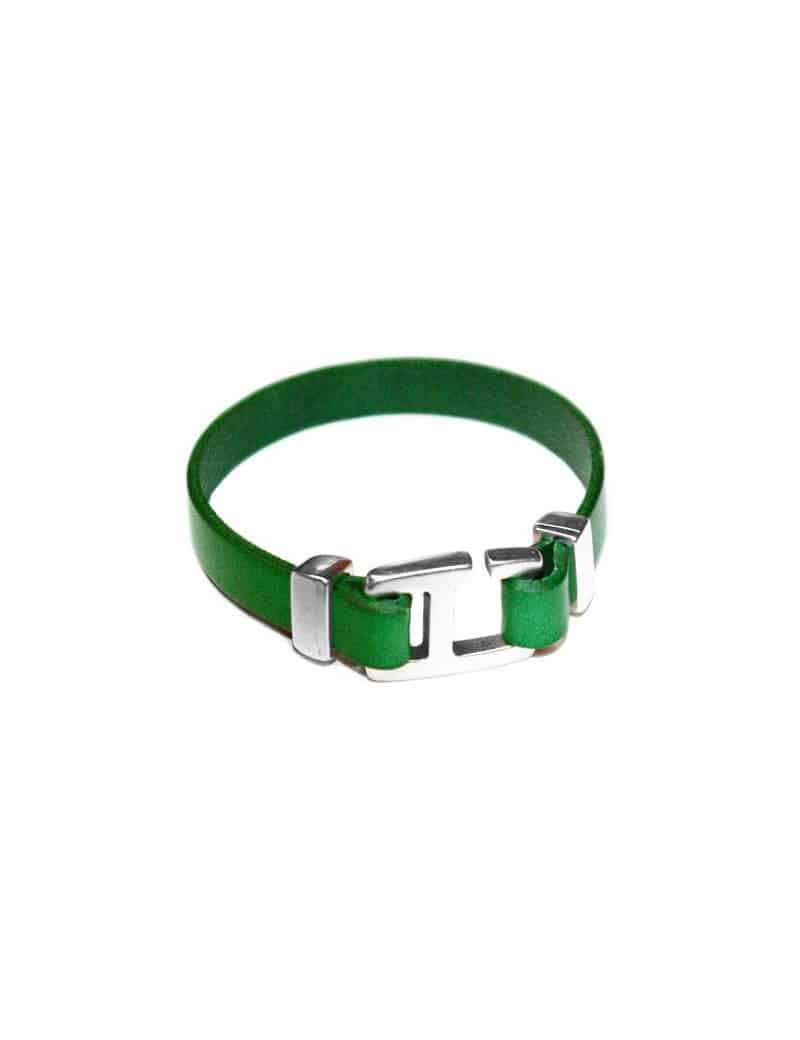 Bracelet en kit vert sapin à monter chez vous avec un fermoir crochet