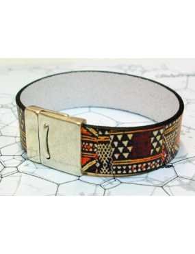 Kit bracelet en cuir plat de 20mm imprimé africain pour homme