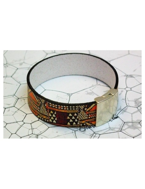 Kit bracelet en cuir plat de 20mm imprimé africain pour femme