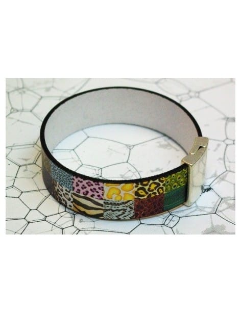 Kit bracelet en cuir plat de 20mm imprimé collages pour femme