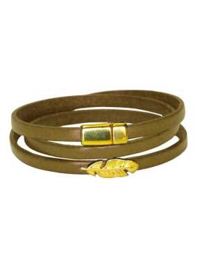 Bracelet triple tour en kit de 5mm de large marron kaki et or