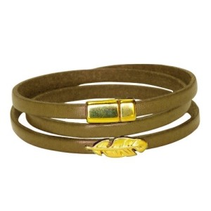 Bracelet triple tour en kit de 5mm de large marron kaki et or