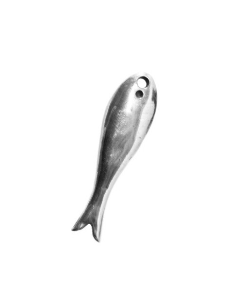 Superbe poisson en 3D en metal plaque argent-56mm