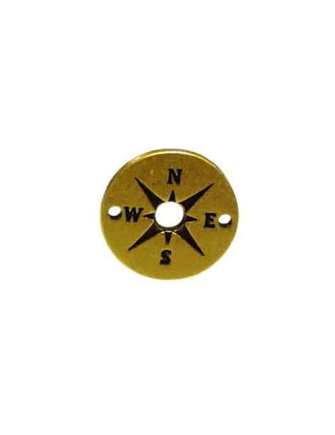 Intercalaire rond points cardinaux bronze de 15mm à 2 accroches