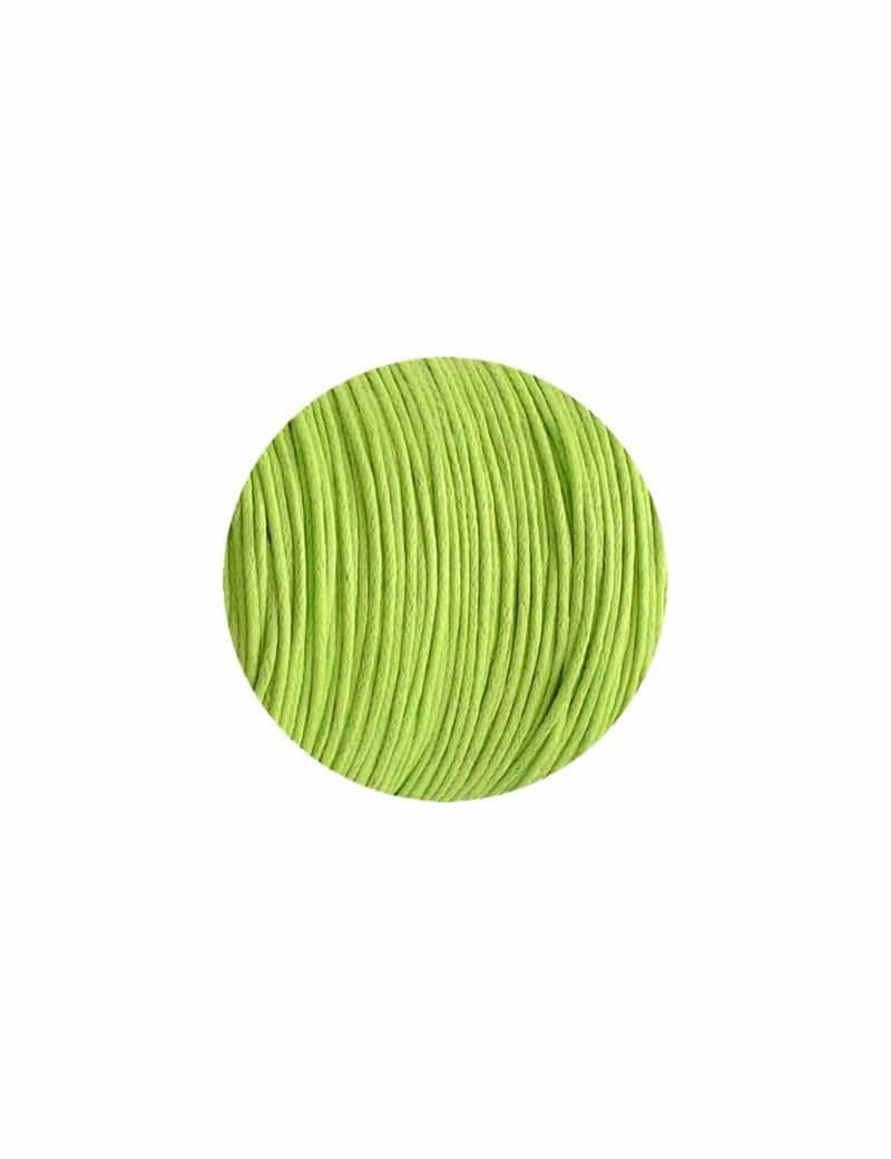 Cordon de coton cire rond vert anis de 1mm