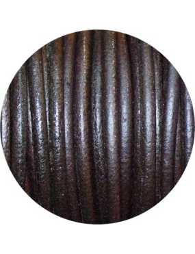 Cordon de cuir rond marron foncé mat-3mm-Espagne