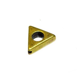 Perle triangulaire percée en métal couleur bronze