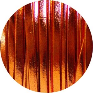 Bride rempliée de 3mm lisse en cuir orange métal en vente au cm