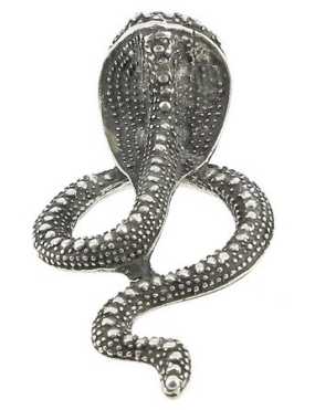 Gros serpent en relief de 70mm en metal placage argent