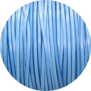 Cordon de cuir plat 3mm bleu jeans en vente au cm