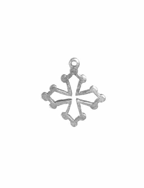 Croix occitane de 23mm en metal placage argent