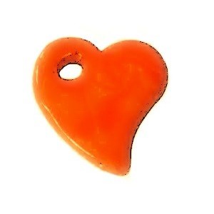 Pampille coeur orange de 22mm en céramique brute
