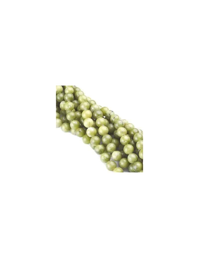 Fil de 63 perles rondes de 6mm en jade vert