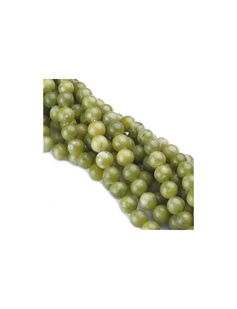 Fil de 92 perles rondes de 4mm en jade vert