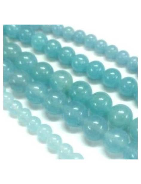 Poche de 25 perles rondes de 4mm en jade de couleur aquamarine