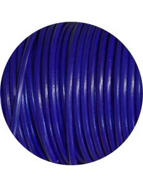 Cordon de cuir rond de 3mm bleu vif-Espagne-Premium