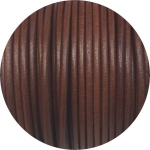 Cordon de cuir rond de 3mm marron moyen-Espagne-Premium