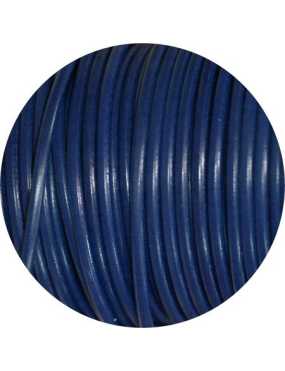 Lacet de cuir rond bleu marine de 5mm-Espagne-Premium