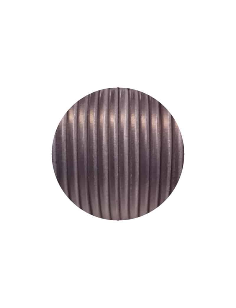 Lacet de cuir rond gris foncé de 5mm-Espagne-Premium