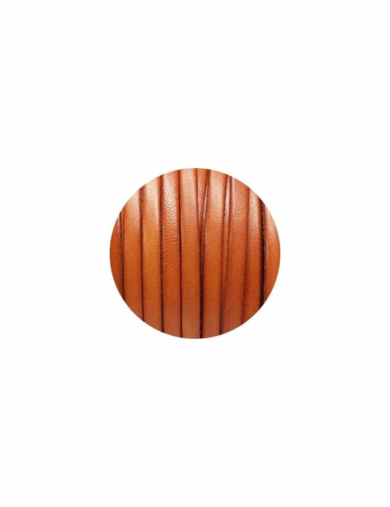 Cordon de cuir plat 5mm orange brulee vendu au metre