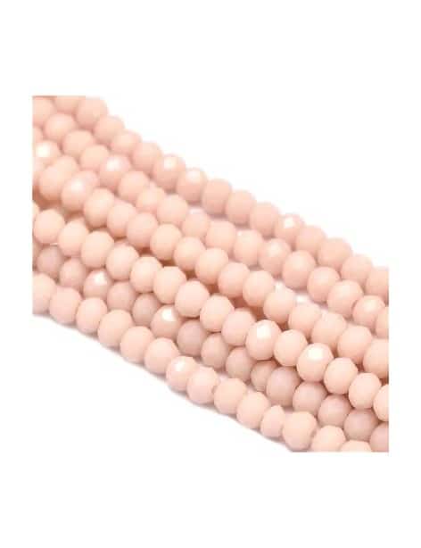 Fil de 145 perles rondes aplaties à facettes saumon pastel de 4mm