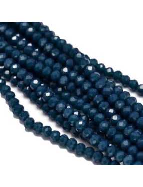 Fil de 145 perles rondes aplaties à facettes bleu navy de 4mm