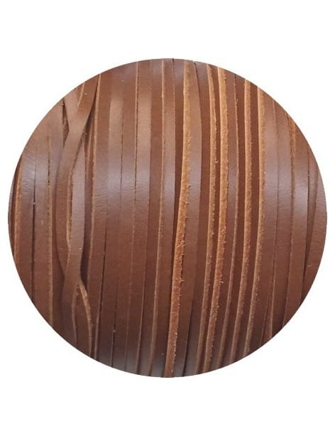 Cordon de cuir plat de 3mm marron london bords droits en vente au cm