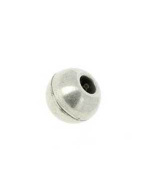 Fermoir magnétique boule placage argent pour cuir rond 5mm