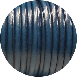 Cuir plat de 5mm bleu nuit brillant vendu au cm-Premium