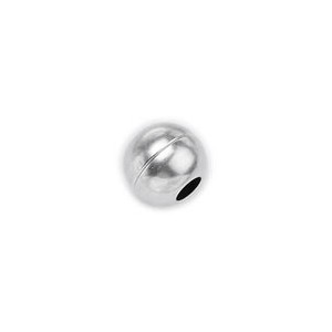 Fermoir boule aimanté placage argent avec trou rond de 5mm