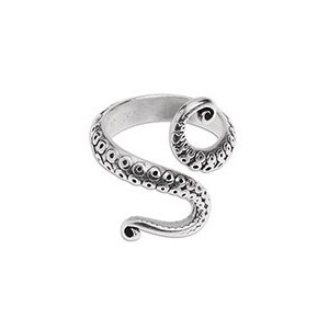 Bague en forme de tentacule de pieuvre placage argent