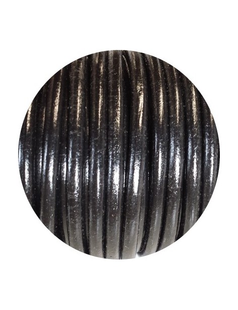 Lacet de cuir rond de 4mm noir fabriqué en Espagne-Premium