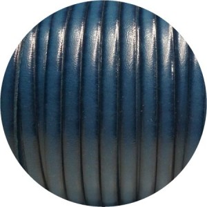 Cuir plat de 5mm bleu nuit brillant vendu à la coupe au mètre-Premium