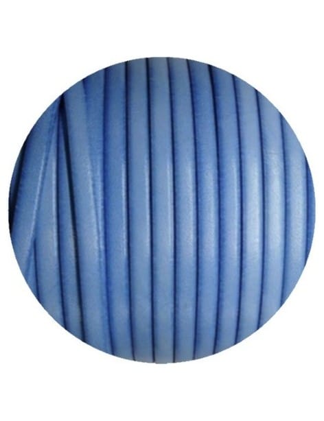 Cuir plat lisse de 5mm de couleur bleu jeans clair vendu à la coupe au mètre-Premium