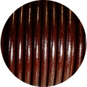Lacet de cuir rond de 5mm marron foncé-Espagne