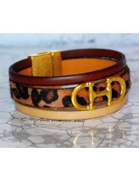 DIY-Kit bracelet de 20mm de large léopard et or