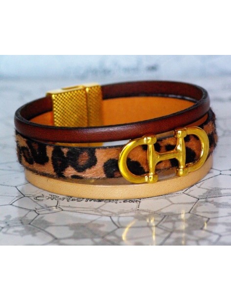 DIY-Kit bracelet de 20mm de large léopard et or